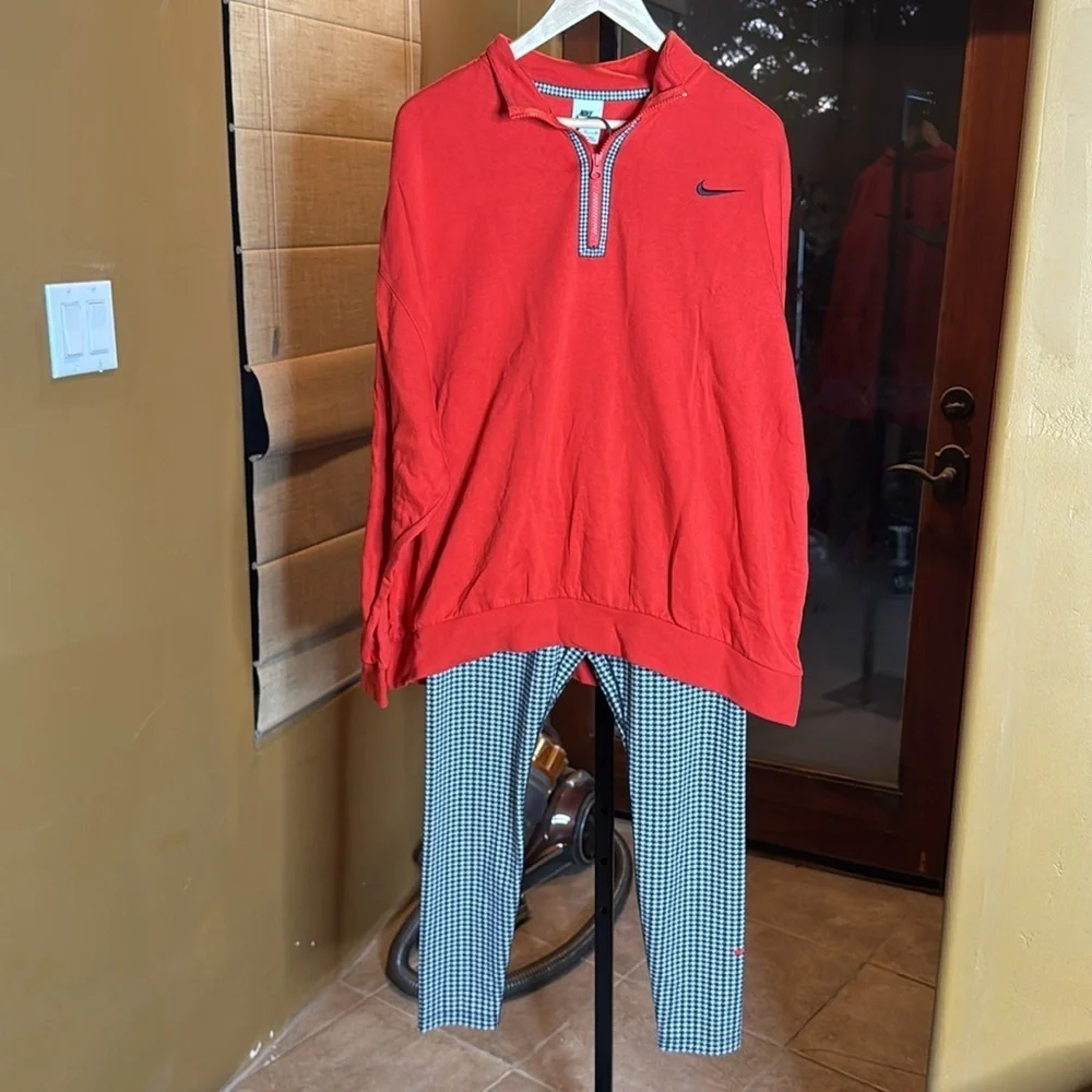 NWOT Nike Sportswear Icon Clash 1/2-Zip Top & Leggings Houndstooth Set XL & L